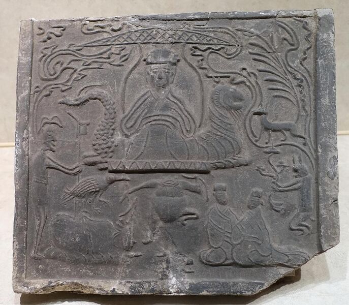 File:Queen Mother of the West, unearthed from Chengdu, Sichuan, Eastern Han dynasty, 25-220 AD, tomb tile - Sichuan University Museum - Chengdu, China - DSC06292.jpg