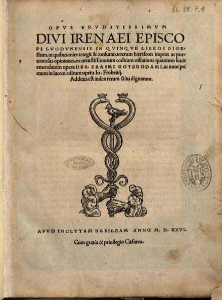 File:Irenaeus Contra haereses 1526 title page.jpg