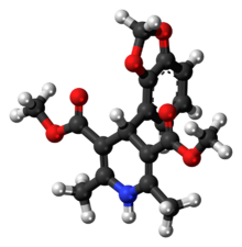 Ball-and-stick model of the oxodipine molecule