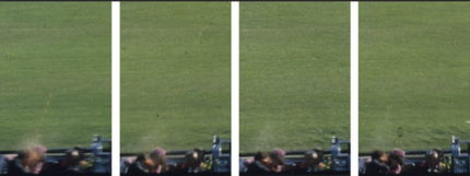 Four juxtaposed frames from the Zapruder film illustrating the backwards motion of his head and body after the fatal head shot