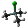 Ball-and-stick model of the trimethylsilyl chloride molecule