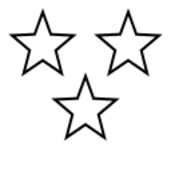 Three white stars with black outlines