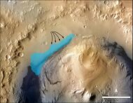 Ancient Lake on Aeolis Palus in Gale Crater - possible size (December 9, 2013).