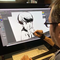Animator draws a frame from the short film 'The Boy, the Mole, the Fox and the Horse' (2022) in TVPaint Animation