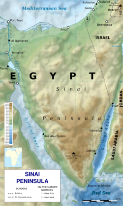 Relief map of the Sinai Peninsula
