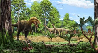 Reconstructed picture of dinosaurs