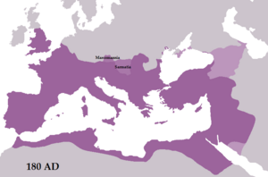 Expanse of the Roman Empire during Marcus Aurelius's reign