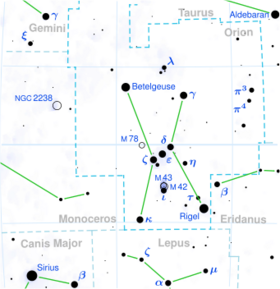 Map of the constellation Orion