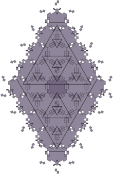 A patch of 25 monotiles, showing the triangular hierarchical structure