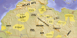 Map of the topographic features of the Sahara