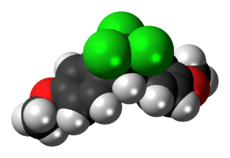 Ball-and-stick model of the methoxychlor molecule