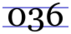 horizontal guidelines with a zero touching top and bottom, a three dipping below, and a six cresting above the guidelines, from left to right