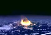 Meteoroid entering the atmosphere with fireball