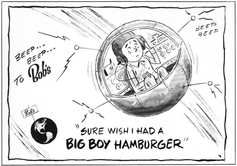 File:"BEEP ... BEEP ... To Bob's" "SURE WISH I HAD A BIG BOY HAMBURGER" The Big T 1958 (page 198 crop).jpg
