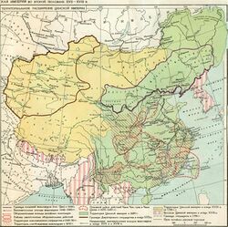 Color=coded map of 19th-century China