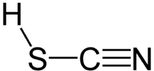 Skeletal formula of thiocyanic acid with the explicit hydrogen added