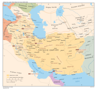 The Safavid Empire at its greatest extent, during the reign of Abbas the Great (r. 1588–1629)