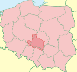 Sieradz Land on the map of Poland