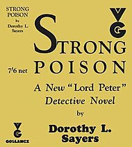 book cover of Strong Poison, with name of author and the words 'A new "Lord Peter" Detective Novel'