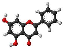 Ball-and-stick model of chrysin