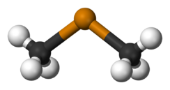 Ball and stick model of dimethyl telluride