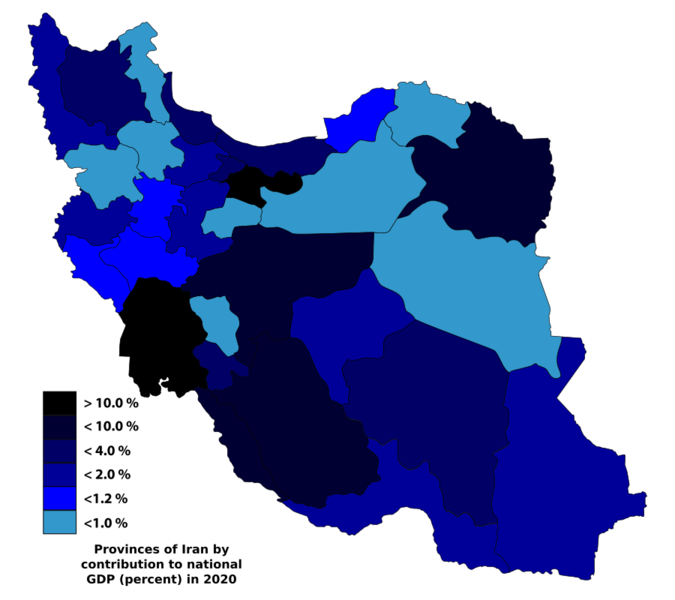File:Provinces of Iran by contribution to national GDP.svg