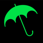 A green umbrella on a black background