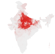 Hindi 2011 Indian Census by district.svg