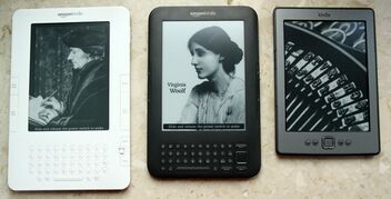 Kindle 2, Kindle 3, and Kindle 4 shown side-by-side
