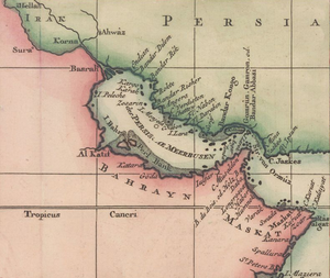 Eastern Arabia (historical region of Bahrain) on a 1745 Bellin map
