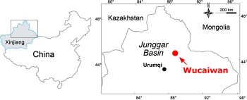 Map showing the Wucaiwan locality