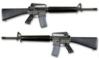Both sides of an M16 rifle