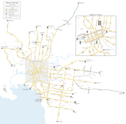 Map of the Melbourne tram network.